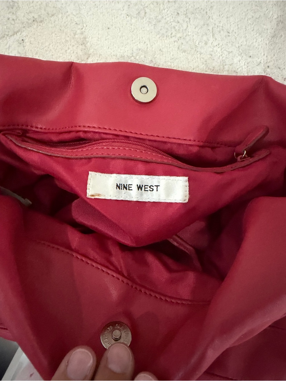 Nine West Pink-Red Tote with Magnetic Snap